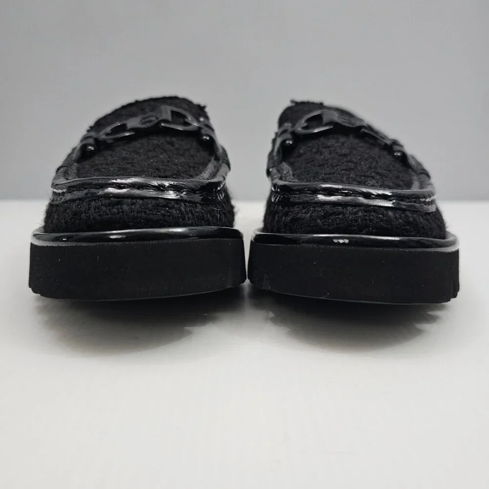 Donald Pliner Helio Lug Sole Loafer Womens 9 Black Boucle Sequined Platform NEW - Picture 6 of 14